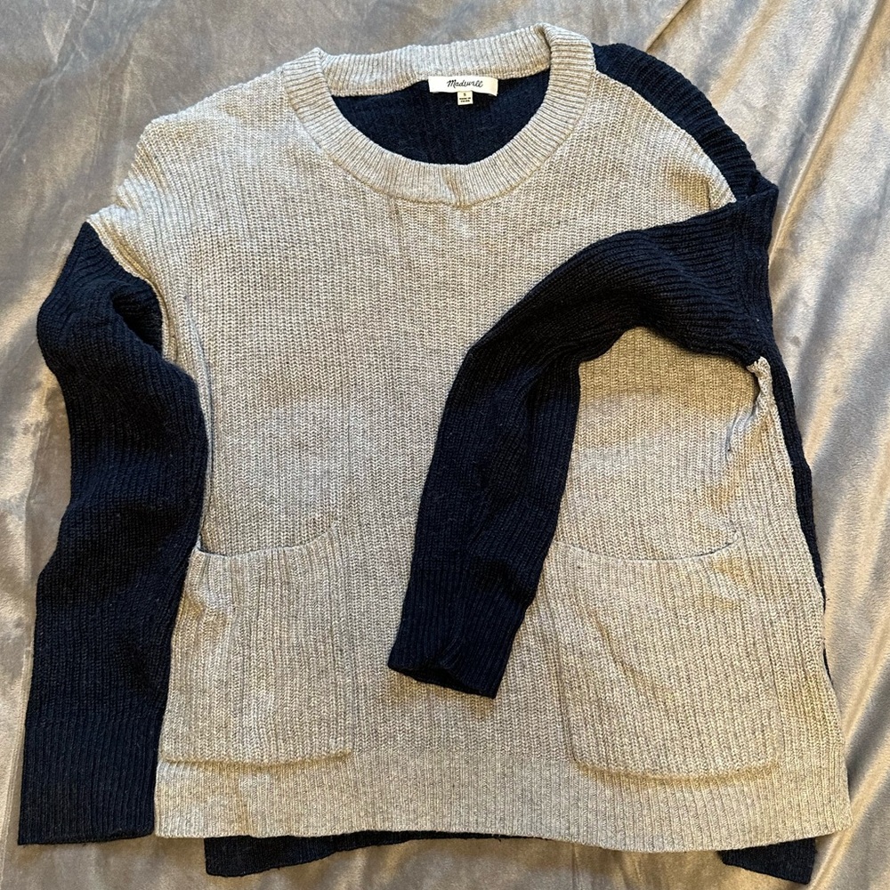Grey & Navy Madewell Sweater Size Small